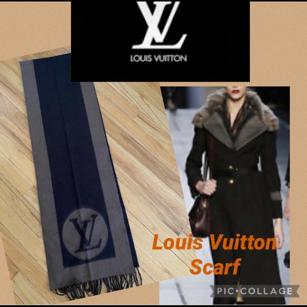 NEW louis vuitton solid dark brown fringed scarf